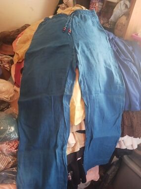 Zara Teal Elastic Waist Casual Pants